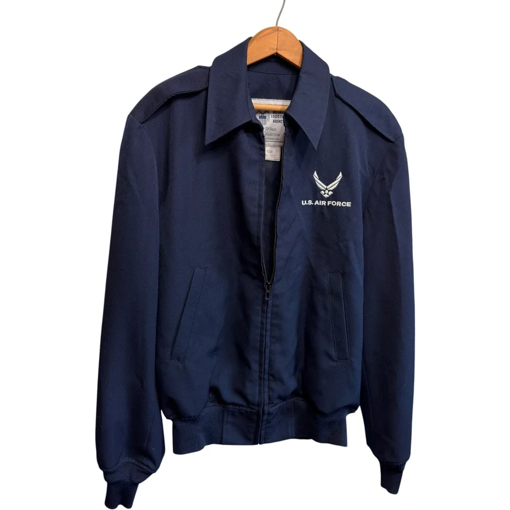 US Air Force Lightweight Service Jacket Navy Blue Creighton AB 40R Military Issu